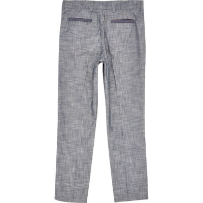 Boys blue chambray suit trousers